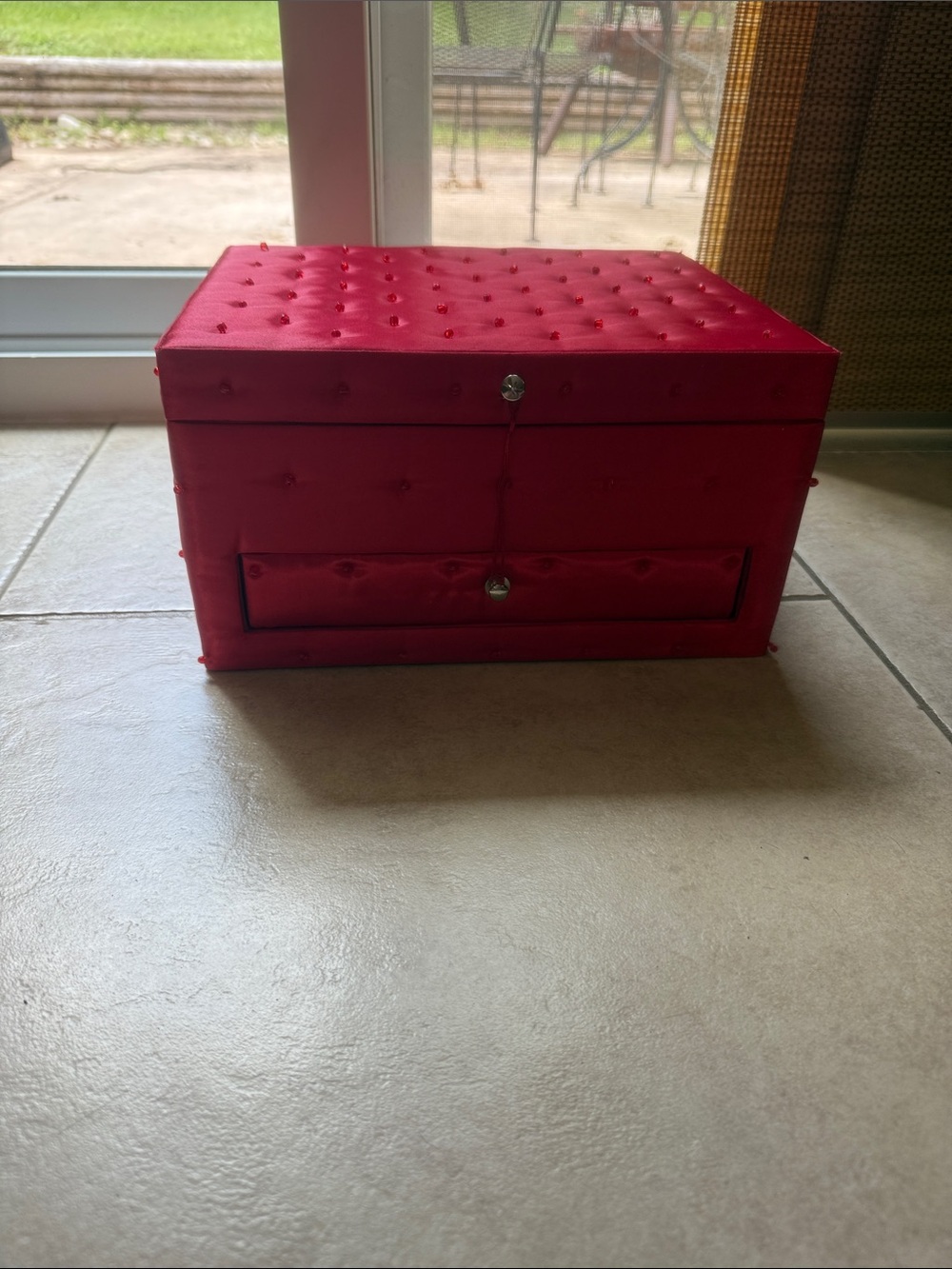 Red Jewelry Storage Box - Elegant Satin Organizer